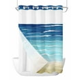 thumbnail image 1 of No Hook Shower Curtains, Blue Beige Ombre Extra Long Bathtub Curtains with Snap in Liner, Coastal Nautical Summer Beach Wave Waterproof Washable Fabric Bathroom Shower Curtain Sets, 72" x 96", 1 of 7