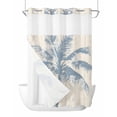 thumbnail image 1 of No Hook Shower Curtains with Detachable Snap-in Liner Set, Blue Palm Tree Waterproof Hotel Style Bathroom Shower Curtain, Coastal Summer Wooden Breathable Mesh Top Window Bath Curtains 60''x72'', 1 of 6