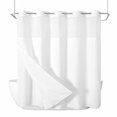 thumbnail image 1 of No Hook Shower Curtains with Detachable Snap-in Liner Set, White Waterproof Hotel Style Bathroom Shower Curtain, Modern Minimalist Pure Soild Color Breathable Mesh Top Window Bath Curtains 72''x72'', 1 of 9