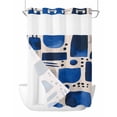 thumbnail image 1 of No Hook Shower Curtains with Snap in Liner, Blue Color Block Waterproof Fabric Shower Curtain, Minimalist Modern Abstract Geometric Double Layers & See-Through Top Window Bathroom Curtains 72''x84'', 1 of 6
