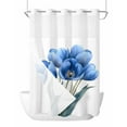 thumbnail image 1 of No Hook Shower Curtains with Snap in Liner, Blue Spring Floral Waterproof Fabric Shower Curtain, Wildflower Garden Botanical Double Layers & See-Through Top Window Bathroom Curtains 72''x84'', 1 of 1