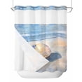 thumbnail image 1 of No Hook Shower Curtains with Snap in Liner, Coastal Shell Waterproof Fabric Shower Curtain, Blue Summer Beach Nautical Ocean Double Layers & See-Through Top Window Bathroom Curtains 66''x72'', 1 of 6