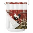 thumbnail image 1 of No Hook Shower Curtains with Snap in Liner, Farmhouse Rooster Waterproof Fabric Shower Curtain, Rustic Daisies Red Wooden Double Layers & See-Through Top Window Bathroom Curtains 72''x72'', 1 of 6