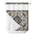 thumbnail image 1 of No Hook Shower Curtains with Snap in Liner, Navy Blue Brown Southwestern Fabric Shower Curtain, Boho Retro Geometric Ethnic Double Layers & See-Through Top Window Bathroom Curtains 72''x72'', 1 of 6