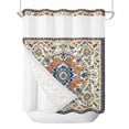 thumbnail image 1 of No Hook Shower Curtains with Snap in Liner, Orange Blue Ethnic Rustic Waterproof Fabric Shower Curtain, Boho Southwestern Heritage Double Layers & See-Through Top Window Bathroom Curtains 72''x72'', 1 of 6