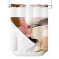 thumbnail image 1 of No Hook Shower Curtains with Snap in Liner, Pink Abstract Art Waterproof Fabric Shower Curtain, Luxury Contemporary Oil Painting Double Layers & See-Through Top Window Bathroom Curtains 66''x72'', 1 of 6