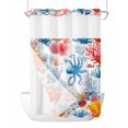 thumbnail image 1 of No Hook Shower Curtains with Snap in Liner, Red Blue Coastal Waterproof Fabric Shower Curtain, Octopus Coral Summer Beach Ocean Double Layers & See-Through Top Window Bathroom Curtains 72''x96'', 1 of 6