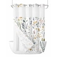 thumbnail image 1 of No Hook Shower Curtains with Snap in Liner, Rustic Botanical Leaves Waterproof Fabric Shower Curtain, Spring Wildflowers Floral Double Layers & See-Through Top Window Bathroom Curtains 72''x96'', 1 of 6