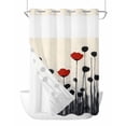thumbnail image 1 of No Hook Shower Curtains with Snap in Liner, Spring Floral Waterproof Fabric Shower Curtain, Botanical Oil Painting Red Black Flowers Double Layers & See-Through Top Window Bathroom Curtains 48''x72'', 1 of 6