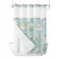 thumbnail image 1 of No Hook Shower Curtains with Snap in Liner, Spring Floral Waterproof Fabric Shower Curtain, White Daisy Duck Greenery Blue Double Layers & See-Through Top Window Bathroom Curtains 72''x96'', 1 of 6