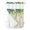 thumbnail image 1 of No Hook Shower Curtains with Snap in Liner, Summer Leaves Waterproof Fabric Shower Curtain, Spring Green Botanical Plants Leaf Vines Double Layers & See-Through Top Window Bathroom Curtains 60''x72'', 1 of 6