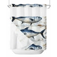 thumbnail image 1 of No Hook Shower Curtains with Snap in Liner, Vintage Blue Fish Waterproof Fabric Shower Curtain, Coastal Nautical Beach Wooden Double Layers & See-Through Top Window Bathroom Curtains 72''x72'', 1 of 6