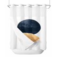 thumbnail image 1 of No Hook Shower Curtains with Snap in Liner, Yellow Navy Blue Abstract Art Waterproof Fabric Shower Curtain, Contemporary Luxury Double Layers & See-Through Top Window Bathroom Curtains 72''x72'', 1 of 6