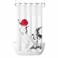 thumbnail image 1 of No Hook Shower Curtains with Snap-in Liner Set, Crane Waterproof Hotel Style Bathroom Shower Curtain, Black White Ink Wash Red Moon Botanical Breathable Mesh Top Window Bath Curtains 36''x72'', 1 of 9