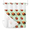 thumbnail image 1 of No Hook Shower Curtains with Snap-in Liner Set, Cute Ladybugs Waterproof Hotel Style Bathroom Shower Curtain, Spring Botanical Leaves Green Breathable Mesh Top Window Bath Curtains 66''x72'', 1 of 9