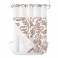 thumbnail image 1 of No Hook Shower Curtains with Snap-in Liner Set, Floral Boho Waterproof Hotel Style Bathroom Shower Curtain, Vintage Country Brown Pesley Flowers Breathable Mesh Top Window Bath Curtains 48''x72'', 1 of 9