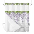 thumbnail image 1 of No Hook Shower Curtains with Snap-in Liner Set, Purple Flowers Waterproof Hotel Style Bathroom Shower Curtain, Weeping Elegant Spring Floral Wooden Pastoral Mesh Top Bath Curtains 72''x72'', 1 of 9
