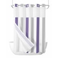 thumbnail image 1 of No Hook Shower Curtains with Snap-in Liner Set, Purple Grey Striped Waterproof Hotel Style Bathroom Shower Curtain, Minimalist Farmhouse Stripe Breathable Mesh Top Window Bath Curtains 60''x72'', 1 of 6
