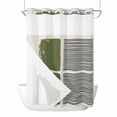 thumbnail image 1 of No Hook Shower Curtains with Snap-in Liner Set, Sage Green Waterproof Hotel Style Bathroom Shower Curtain, Modern Painting Farmhouse Striped Abstract Art Breathable Mesh Top Bath Curtains 60''x72'', 1 of 9