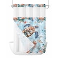 thumbnail image 1 of No Hook Shower Curtains with Snap-in Liner Set, Sea Turtle Waterproof Hotel Style Bathroom Shower Curtain, Summer Beach Coastal Nautical Coral Blue Red Mesh Top Window Bath Curtains 60''x72'', 1 of 6