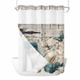 thumbnail image 1 of No Hook Shower Curtains with Snap-in Liner Set, Teal Tulip Butterfly Waterproof Hotel Style Bathroom Shower Curtain, Beige Turquoise Floral Farmhouse Wooden Mesh Top Bath Curtains 72''x84'', 1 of 9