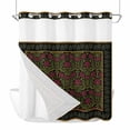 thumbnail image 1 of No Hook Shower Curtains with Snap-in Liner Set, Vintage Red Roses Waterproof Hotel Style Bathroom Shower Curtain, Abstract Art Floral Green Leaves Breathable Mesh Top Window Bath Curtains 72''x72'', 1 of 9