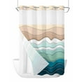 thumbnail image 1 of No Hook Shower Curtains, Teal Blue Ombre Stripe Long Bathtub Curtains with Snap in Liner, Abstract Summer Beach Coastal Waterproof Washable Fabric Bathroom Shower Curtain Sets, 72" x 84", 1 of 7
