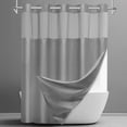 thumbnail image 1 of Waffle Weave Hookless Shower Curtain with Snap in Liner, DawnJoanHD Grey Polyester Fabric Shower Curtains with See Through Top Window, 71" x 74", 1 of 9