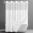 thumbnail image 1 of Waffle Weave Hookless Shower Curtain with Snap in Liner, DawnJoanHD White Polyester Fabric Shower Curtains with See Through Top Window, 71" x 74", 1 of 9