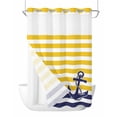thumbnail image 1 of No Hook Shower Curtains, Yellow Striped Standard Bathroom Curtains with Snap in Liner, Navy Blue Nautical Anchor Geometric Waterproof Washable Fabric Bathroom Shower Curtain Sets, 60" x 72", 1 of 7