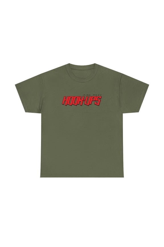 Hook-Ups Skateboard Logo Vintage Classic Skate TShirt Print - Military Green / 2XL
