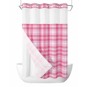 No Hook Valentine's Day, Shower Curtain with Snap in Liner Set, Saint Pink Country Rustic Lattice Waterproof Fabric Bathroom Curtains with See Through Top Window, Hotel Style Small 36 x 72 Inch
