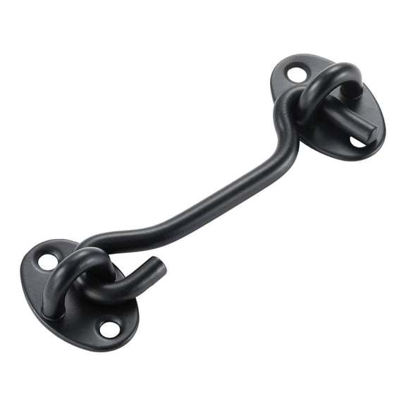 Hook and Eye Latch 2 Pack, Stainless Steel Barn Door Latch - Black Gate Hook Lock for Sliding Doors, Cabinets, Windows, Fences