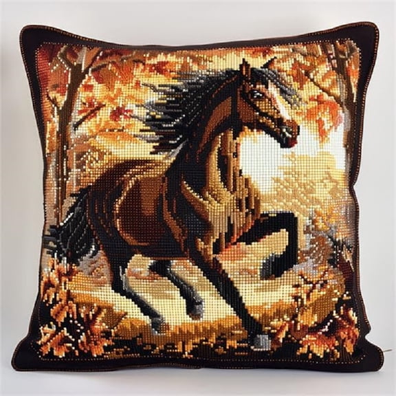Hook and Latch Kit Latch Hook Throw Pillow Kit 17x17inch - Animal horse