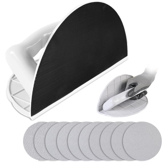 Hook-and-Loop Drywall Corner Sander 9-Inch 240-Grit Round Sandpaper Set with Semi-Circular Backing Pad for Angle Sanding on Corners and Walls10PCS)