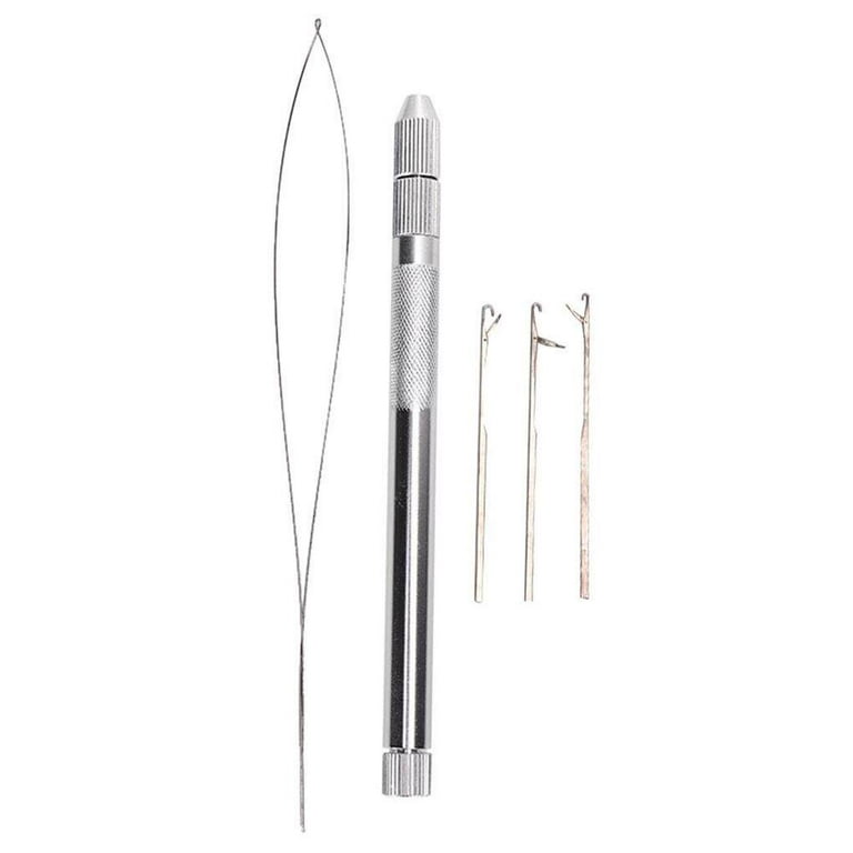 Hook needle beader Aluminum Handle Pulling Loop Needle Micro Beads Looper  Threader for Hair Extension