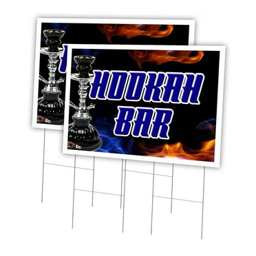 Hookah Bar 2 Pack Of 24" x 36" Yard Sign & Stake | Advertise Your Business | Stake Included Image On Front Only | Made in The USA