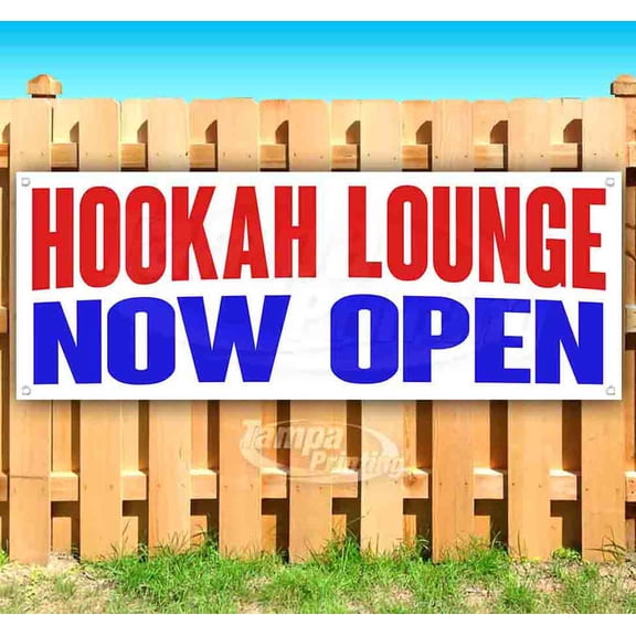 Hookah Lounge Now Open 13 oz Vinyl Banner With Metal Grommets