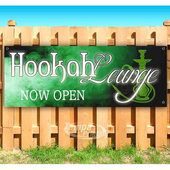 Hookah Lounge Now Open 13 oz Vinyl Banner With Metal Grommets