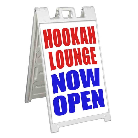 Hookah Lounge Now Open (24" X 36") Standard A-Frame Signicade, Includes Decal Applied To Stand