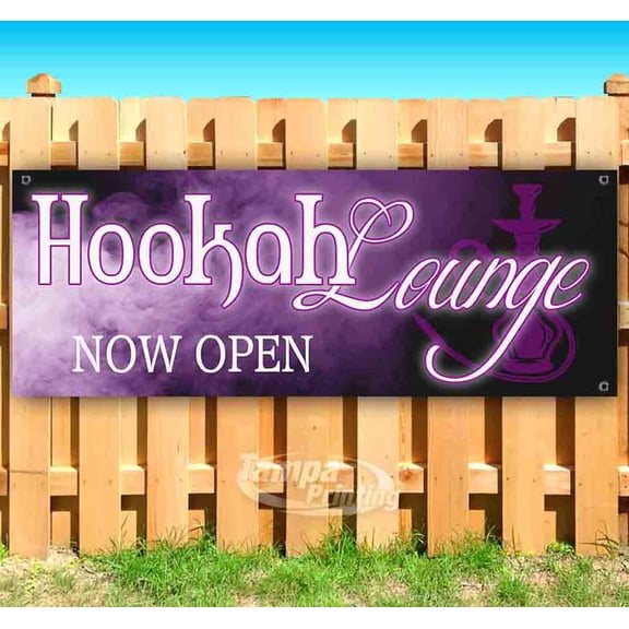 Hookah Lounge Purple 13 oz Vinyl Banner With Metal Grommets