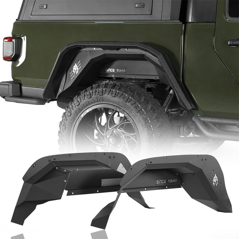 Hooke Road 2pcs Spartan Steel Rear Inner Fender Liners Fit 2020-2023 Jeep Gladiator JT Black