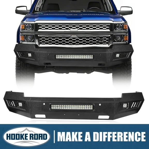 Hooke Road Fit Chevy Silverado 1500 2014 2015 Full Width Front Bumper Steel