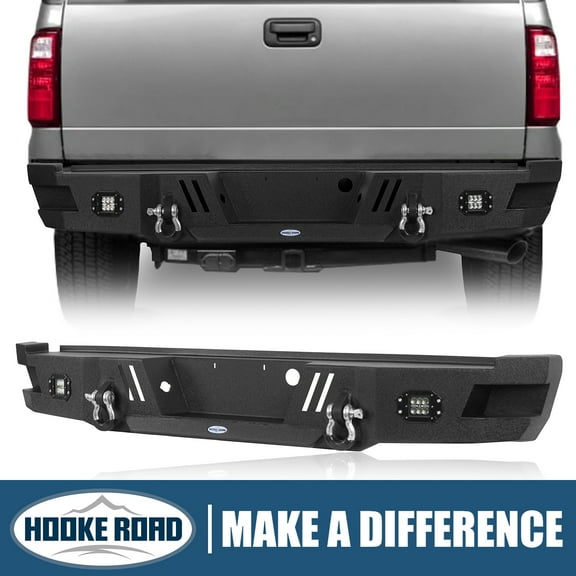 Hooke Road Fit Ford F-250 2011 2012 2013 2014 2015 2016 Rear Back Bumper with 218w LED Lights & D-Rings