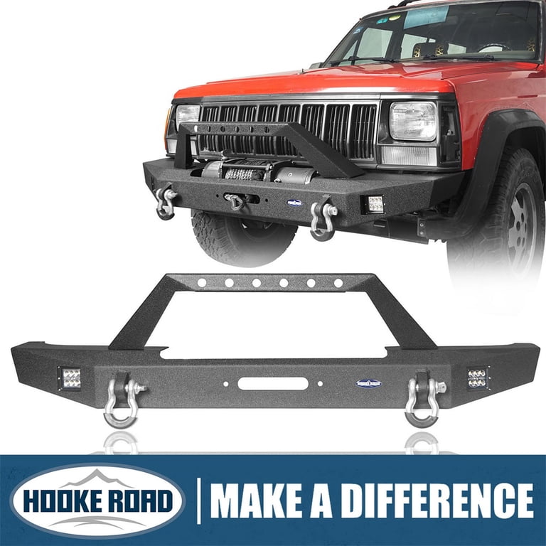 Steel Front Bumper With Winch Plate & LED Lights For 1984-2001 Jeep Cherokee XJ – Hooke Road