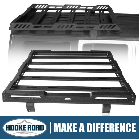 Hooke Road Fit Jeep Wrangler JK 2007-2018 4-Door Roof Rack Cargo Storage Basket Steel