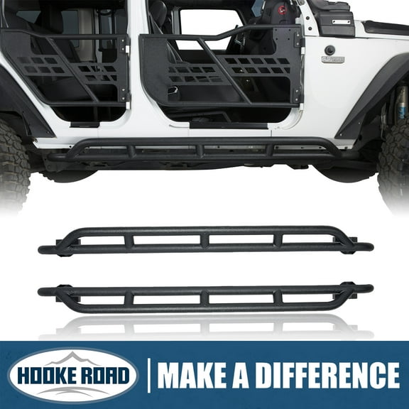 Hooke Road Fits 2007-2018 Jeep Wrangler JK 4DR Slider Bars Rocker Protection Guards