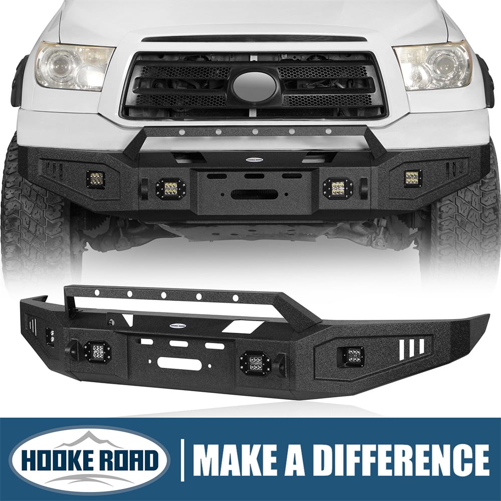 Hooke Road Front Bumper w/ Winch Plate & LED Lights Fit 2007-2013 Toyota Tundra