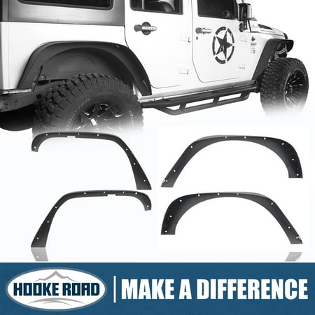 Hooke Road Front + Rear Fender Flares Steel fit Jeep Wrangler 2007-2018 JK