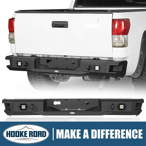 Hooke Road Full Width Steel Rear Bumper w/ LED Llights Fit Toyota Tundra 2007-2013 , Black